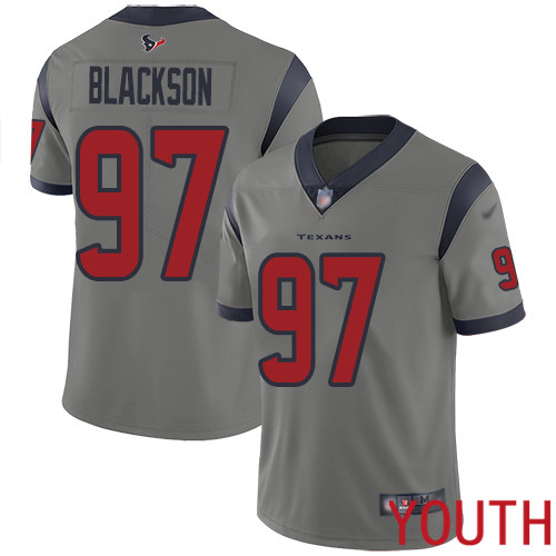 Houston Texans Limited Gray Youth Angelo Blackson Jersey NFL Football #97 Inverted Legend->youth nfl jersey->Youth Jersey